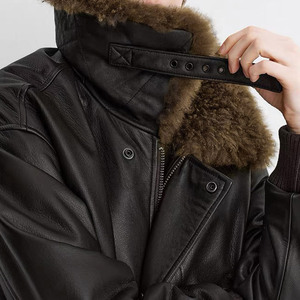 ジャンココ高品質冬用本革シープスキンレザージャケット女性用カスタムベジタブルタンニンなめし革ラムファーコート - Product Image 3