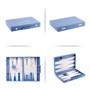 Handmade sang trọng đà điểu kết cấu PU da có thể gập lại backgammon với chiến lược kiểm tra tùy chỉnh hộp trò chơi - Product Image 4