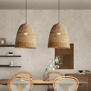 Lustre en rotin E27, lumière Led ronde à tête unique, pour salon, chambre à coucher, salon de thé, luminaire de Style Zen - Product Image 5