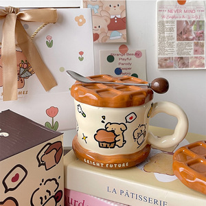 Taza de Cerámica con Diseño de Perro de Dibujos Animados, con Tapa, de Alta Calidad, Regalo de Cumpleaños, Recuerdo, Taza para el Hogar, para Parejas, Regreso a Clases - Product Image 1