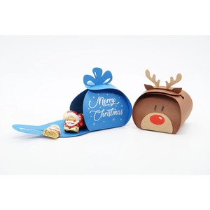 Christmas Reindeer <b>Treat</b> <b>Boxes</b> with Bow Holiday Party Favor Candy Cookie Gift <b>Boxes</b> for Kids - Product Image 6