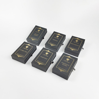Emballage de luxe, logo en feuille d'or, boîte rigide noire, flacon à bille à huile de 3 ml, 6 ml, 12 ml, boîte coulissante