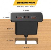 Station de charge USB encastrée 3 en 1 avec PD 20W USB-C prise multiprise charge rapide montée dans un canapé de bureau