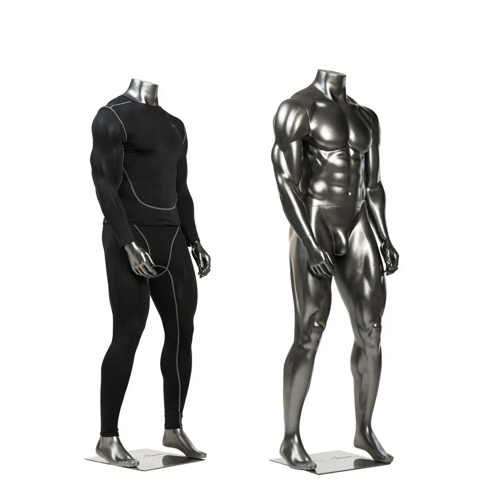 Maniquí de cuerpo completo para hombre, mannequins de fitness, color negro, gran músculo, sin cabeza