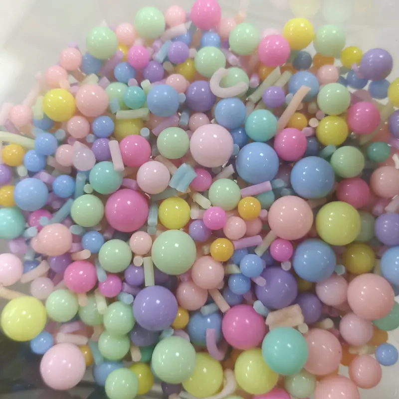 Sıcak satış şeker kil polimer sprinpastel konfeti pastel topları ile mix ve sahte kek dekorasyon için rhinestone