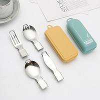 Ensemble de couverts de voyage pliables en acier inoxydable pour enfants, couteau, fourchette et cuillère, durables, pour le camping en plein air