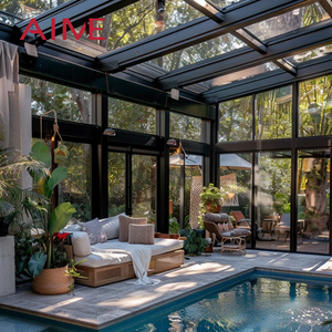 Véranda moderne à toit incliné autoportante en aluminium, serre extérieure en verre pour <span class=keywords><strong>balcon</strong></span>, <span class=keywords><strong>jardin</strong></span> <span class=keywords><strong>d</strong></span>'<span class=keywords><strong>hiver</strong></span> - Product Image 5
