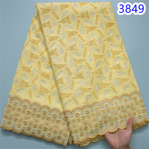 Nouveau Tissu en Dentelle Brodé 5 Yards Voile <span class=keywords><strong>Suisse</strong></span> Coton 2024 Haute Qualité Robe Africaine Élégante pour Femme 3849 - Product Image 3