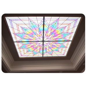 Eigentijds Glas-In-Lood Wervelingen Ontwerp Dakraam Kunst Mozaïek Gebrandschilderd Glas Dak Dakraam Voor Prive-Woning Aangepast Patroon - Product Image 4