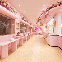 Vitrine de présentation pour glacier, présentoir de vente au détail, design de magasin personnalisé, éclairage LED, vitrine en verre, vitrine à gâteaux