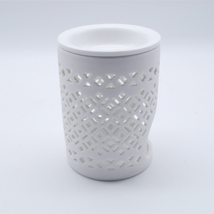 Brûleur <span class=keywords><strong>à</strong></span> <span class=keywords><strong>cire</strong></span> en céramique de porcelaine cylindrique <span class=keywords><strong>blanc</strong></span> de haute qualité, porte-bougie - Product Image 3
