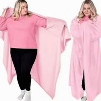 Selimut Hoodie yang Dapat Dipakai dengan Lengan, Pakaian Luar Hangat untuk Asrama/Rumah, Selimut Flanel TV Ukuran Besar Dewasa yang Nyaman dan Tersegel Vakum