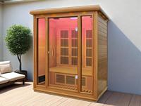 Sauna infrarouge intérieur pour 3 personnes, en bois canadien, avec chauffage en fibre de carbone, faible EMF, sauna sec pour maison et villa