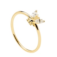 Gemnel Bague en argent sterling 925 en or 14 carats avec zircon marquise Animal mignon insecte abeille pour femme