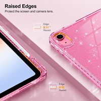 WOWCASE Étui de protection transparent scintillant avec support pour crayons, coque mignonne en TPU rose pour iPad 10e génération 10,9 pouces