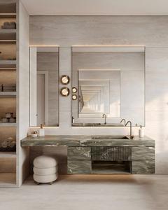 YUSHI Élégant lavabo flottant en marbre vert italien, évier en pierre naturelle minimaliste pour la décoration intérieure contemporaine - Product Image 1