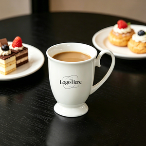 Tazas de porcelana fina personalizadas con logotipo para bodas; taza de cerámica blanca para café y té de estilo elegante. - Product Image 3