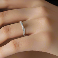 Bague de fiançailles en argent 925 avec moissanite ronde de 1,3 mm de couleur D, design torsadé, éternité complète, bijoux de promesse pour femmes