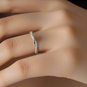 Anillo de Compromiso de Plata 925 con Moissanita de Corte Redondo de 1.3mm, Color D, Diseño de Eternidad Completa, Joyería de Promesa para Mujer - Product Image 6