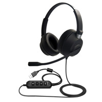 Casque de centre d'appels Talkvioce, casque USB binaural avec contrôle du volume pour centre d'affaires