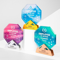 2025 nouveau trophée gravé écologique en cristal de verre créatif sur mesure haut de gamme élégant employés exceptionnels équipe de champions