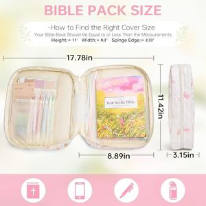 Housse de <span class=keywords><strong>Bible</strong></span> pour femmes, étui de transport durable, sac d'église pour accessoires bibliques avec poignée et poche pour les Écritures - Product Image 3