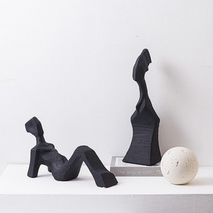 Modern Minimalist Glazed Black Abstract Figure Sculpture Soft <strong>Matchstick</strong> Man <strong>Model</strong> <strong>for</strong> Room Entrance Living Room Desktop - Product Image 1