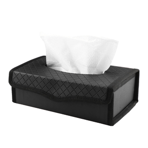 Universal leather checkered rectangular tissue box Folding tissue box for home and car