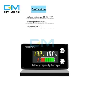 Voltímetro de batería de CC, medidor de potencia con indicador de capacidad de 8V-100V, celda de plomo-ácido LiFePO4 de litio de 12V, 24V y 48V para batería LCD de 6133A