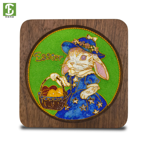 Easter Decoration Limited Edition Coaster | Handmade Cloisonne Enamel Walnut <strong>Wood</strong> Coaster - Product Image 2