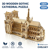 Rompecabezas 3D de Madera Personalizado, Libre de Tóxicos, Modelo de Iglesia, Catedral Gótica, para Decoración con Luz Nocturna