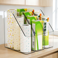 Étagère de rangement de cuisine transparente et durable, peut être utilisée pour ranger du film alimentaire, des sacs refermables, des sacs poubelle, des pots à épices et plus encore