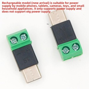 Tipo C macho/Micro macho a 2 pines 5V Adaptador de terminal verde sin soldadura Nueva condición para carga de teléfono móvil y computadora - Product Image 4