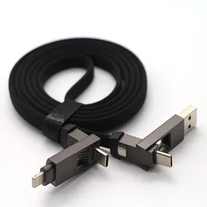 Kabel pengisi daya USB mikro Tipe C 4 in 1, kabel pengisian daya Cepat 5A, USB mikro Tipe C 4 in 1 untuk pengisi daya ponsel