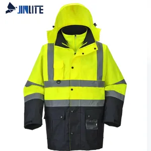 5 in 1 100% Polyester High Visibility Parka hivi Safety Workwear for Adult FOB Bangladesh security jacket reflective jacket