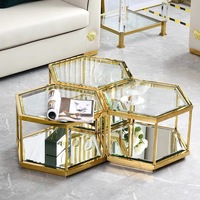 Table d'angle de luxe en acier inoxydable doré avec plateau en marbre artificiel blanc, table basse