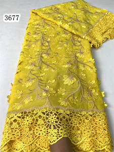 3677 nigérian dubaï autriche coton cristaux brodé dentelle tissu 3DFlower africain suisse Voile dentelle tissu pour élégant <span class=keywords><strong>Dr</strong></span> - Product Image 5