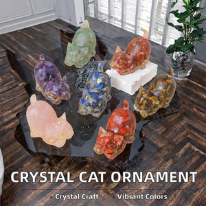 Bán Buôn Sáng Tạo Động Vật Máy Tính Để Bàn Trang Trí Đánh Bóng Tinh Thể Tự Nhiên Nhựa Mèo Cho Phòng Khách UV Bàn Cà Phê Trang Trí Nội Thất - Product Image 3