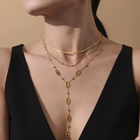 Nouveautés : Collier pendentif en chaîne à maillons plaqué or 18 carats PVD pour femmes, motif géométrique en forme de Y, bijoux fins en acier inoxydable