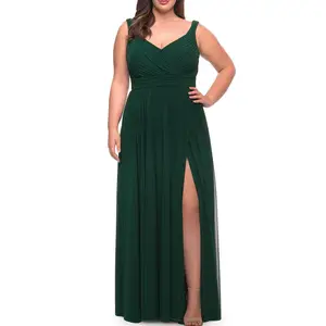 晚礼服现代女性晚礼服马克西连衣裙深绿色晚礼服模式为胖女士