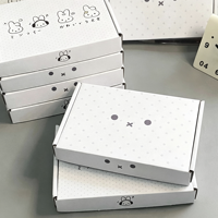 Boîte d'emballage en papier style japonais avec imprimé lapin noir et blanc, motif avion, simple, à pois et étoiles, pour cadeaux