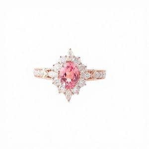 Anillo de Plata de Ley 925 con Zafiro Rosa Ovalado de 7x9mm, Chapado en Oro Rosa, para Cóctel, Boda o Fiesta - Product Image 3