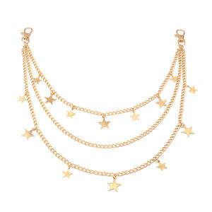 Chaîne de taille étoile dorée multicouche style hip-hop pour pantalon, usage quotidien, en alliage de zinc - Product Image 5