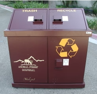 Conteneur à déchets/recyclage double, résistant aux animaux et aux ours