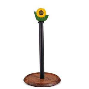 रसोई काउंटर पक्षी सजावटी कागज तौलिया धारक के लिए फार्महाउस लकड़ी के आधार के साथ लकड़ी के आधार के साथ रोल स्टैंड - Product Image 2