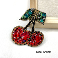 Patchs brodés de fruits en strass faits à la main PH150, appliques à coudre, vêtements, raisins perlés, pastèque, cerise, patch pour vêtements