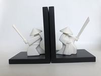 Porte-livres en bois géométrique Art Déco, samouraï blanc abstrait, ensemble de guerriers pour la décoration de la maison, salon, bureau, étagère, ornement