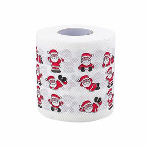 <span class=keywords><strong>Papier</strong></span> <span class=keywords><strong>toilette</strong></span> jetable doux imprimé avec un motif de Noël créatif et humoristique : un Père Noël qui tombe dans les toilettes - Product Image 2