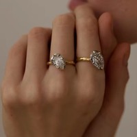 Bague en or jaune 14 carats style géorgien avec pierre de laboratoire en forme de goutte et marquise de 2 carats, collection héritage, qualité d'investissement, chef-d'œuvre de joaillerie haut de gamme