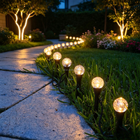 Lampes solaires LED à piquet en verre craquelé, guirlande lumineuse multi-têtes en forme de globe de cristal, pour jardin, parterre de fleurs, décoration de Noël